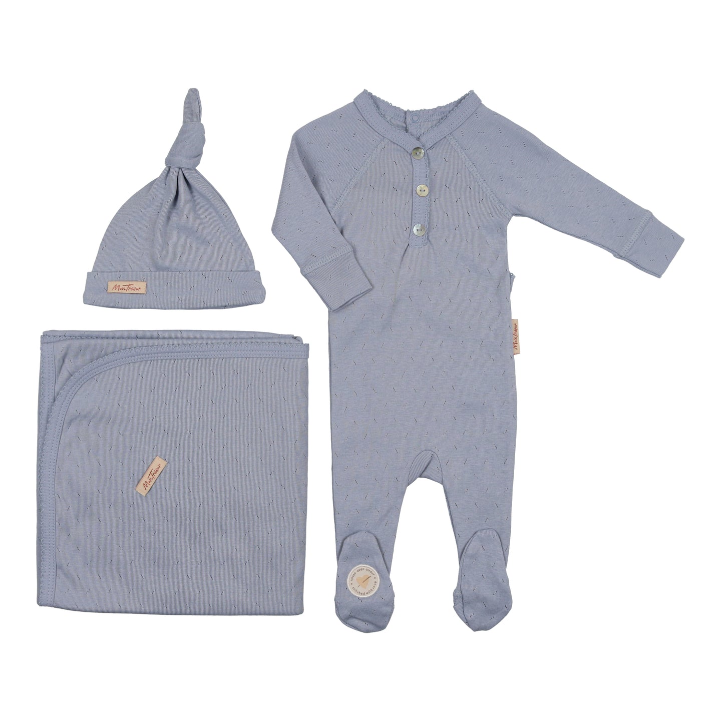 Blue Huggable Henley Layette Set