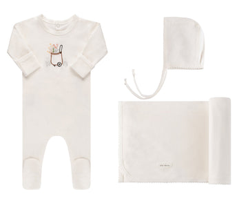 Ivory Embroidered Wagon Layette Set