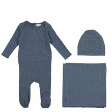 Heather Blue Double Ribbed Layette Set