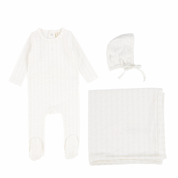 White Diamond Pointelle Print Layette Set