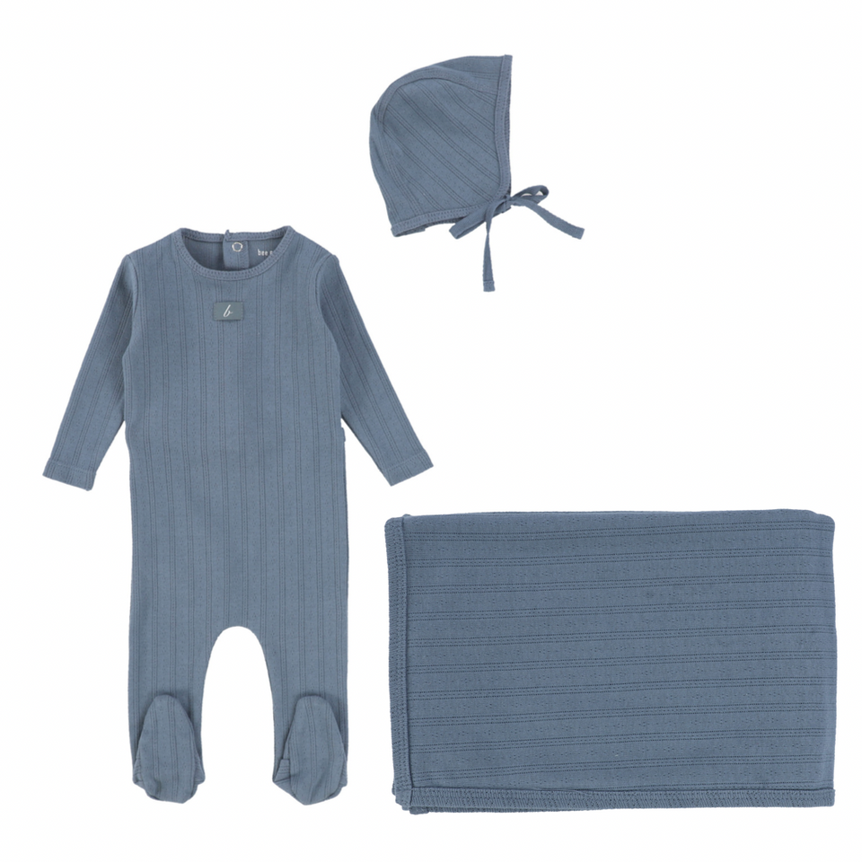 Blue Dainty Pointelle Layette Set