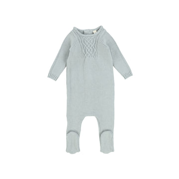 Soft Blue Cable Knit Footie