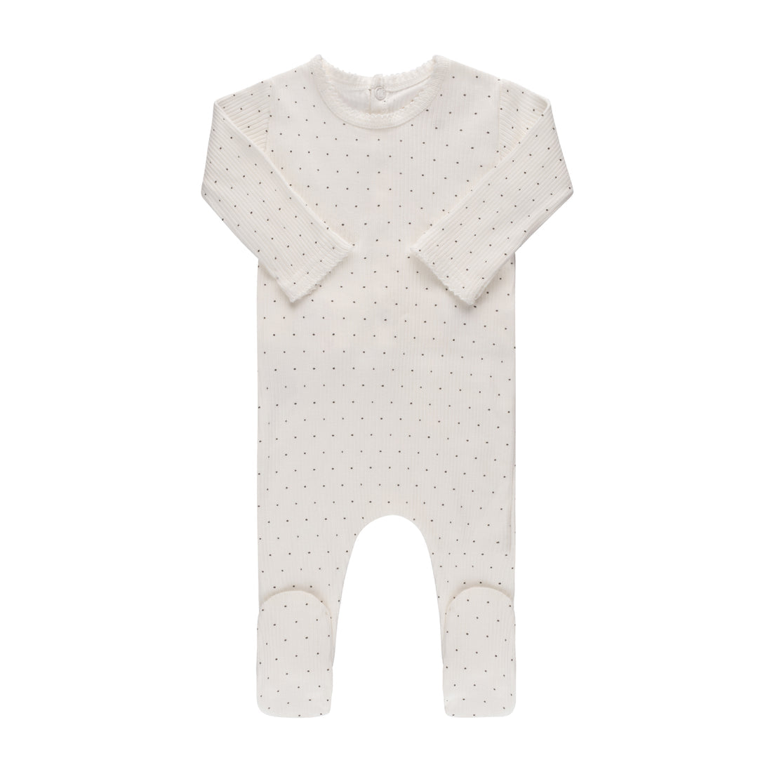 Ivory Pin Dot Footie