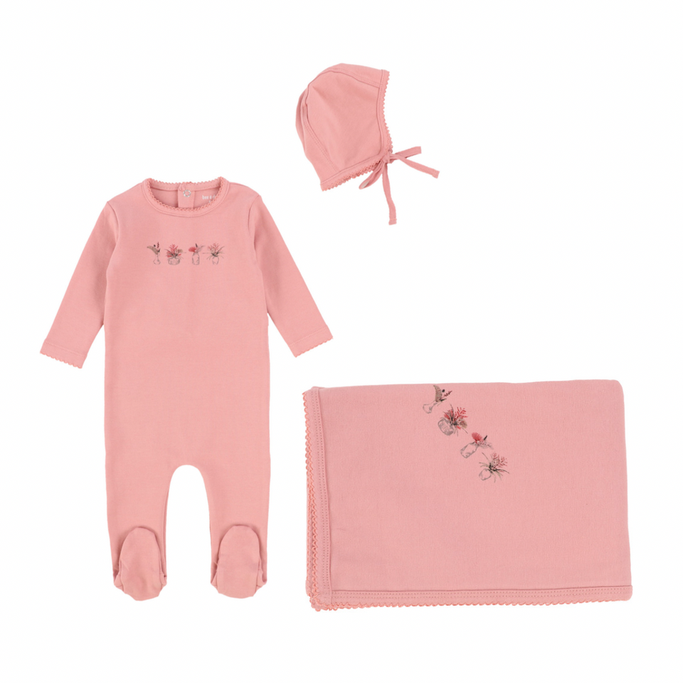 Mauve Print Abstract Layette Set