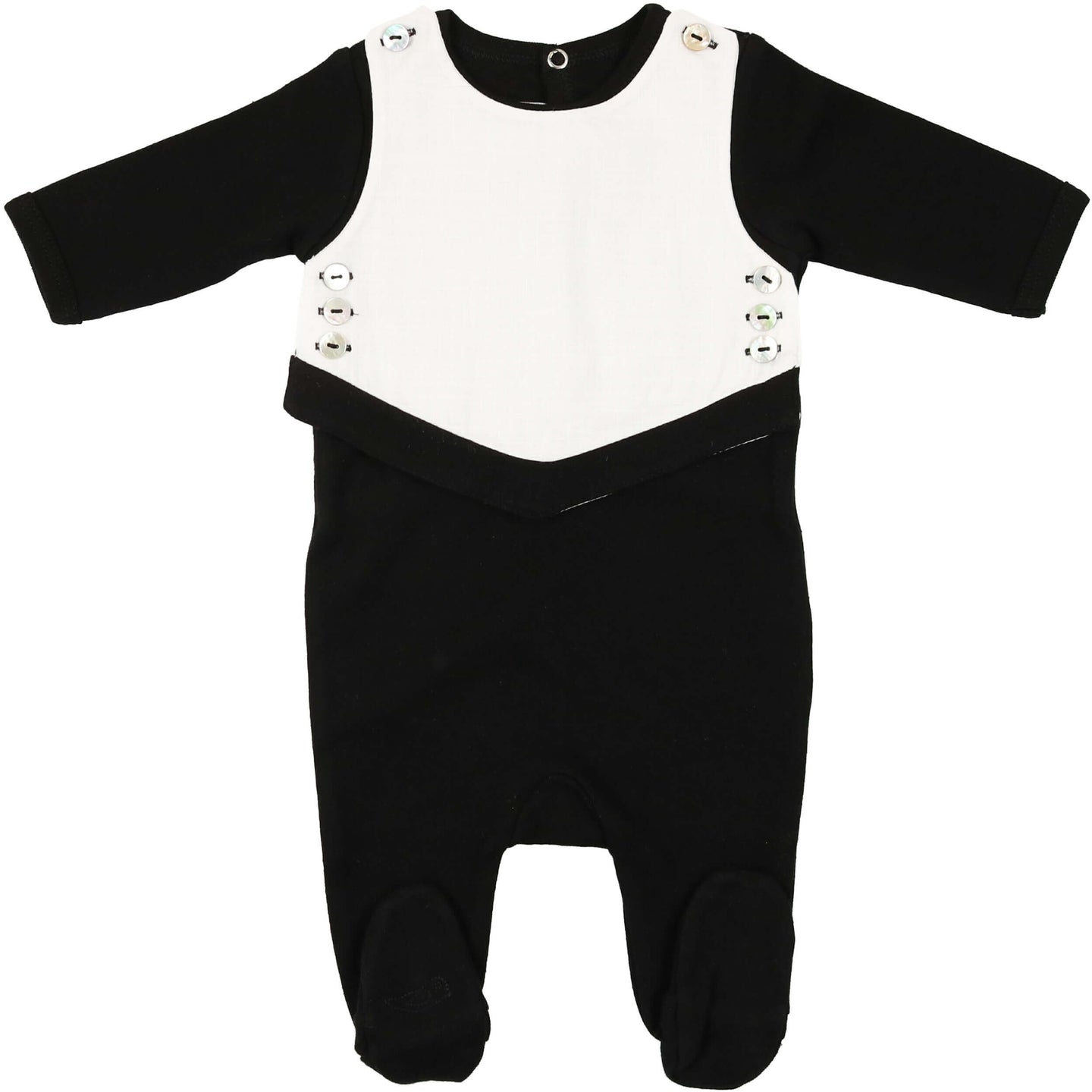 Black Oh My Buttons Footie