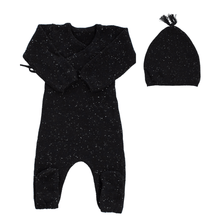 Black Knit Wrap Footie and Hat