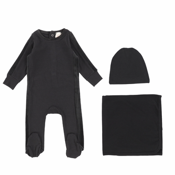 Black Velour Accent Layette Set