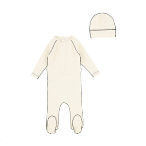 Cream Contrast Footie and Beanie