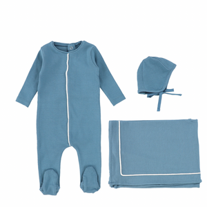 Teal Piped Contrast Layette Set