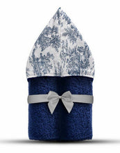 Navy Toile Hooded Towel
