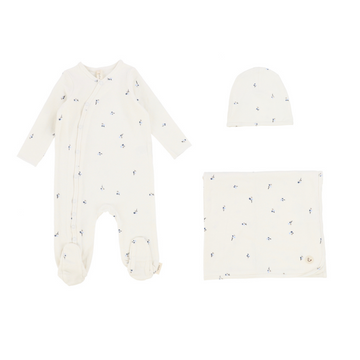 Ivory-Pewter Poppy Layette Set