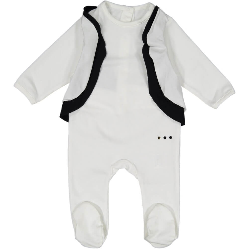 White Ruffle Stud Footie