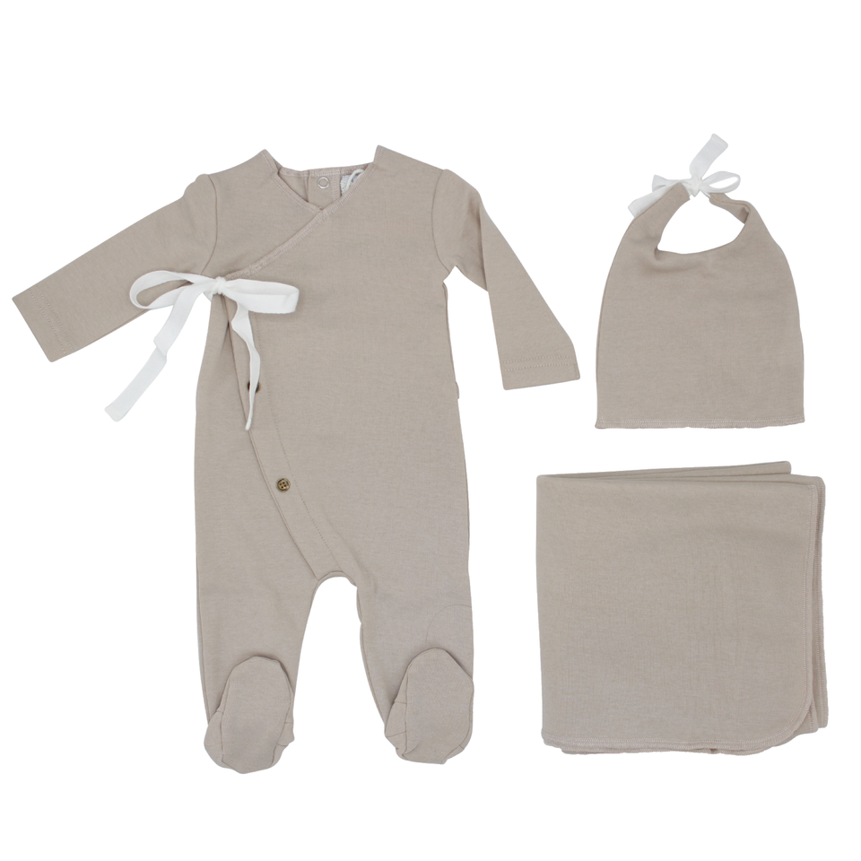 Stone Button Wrap Layette Set