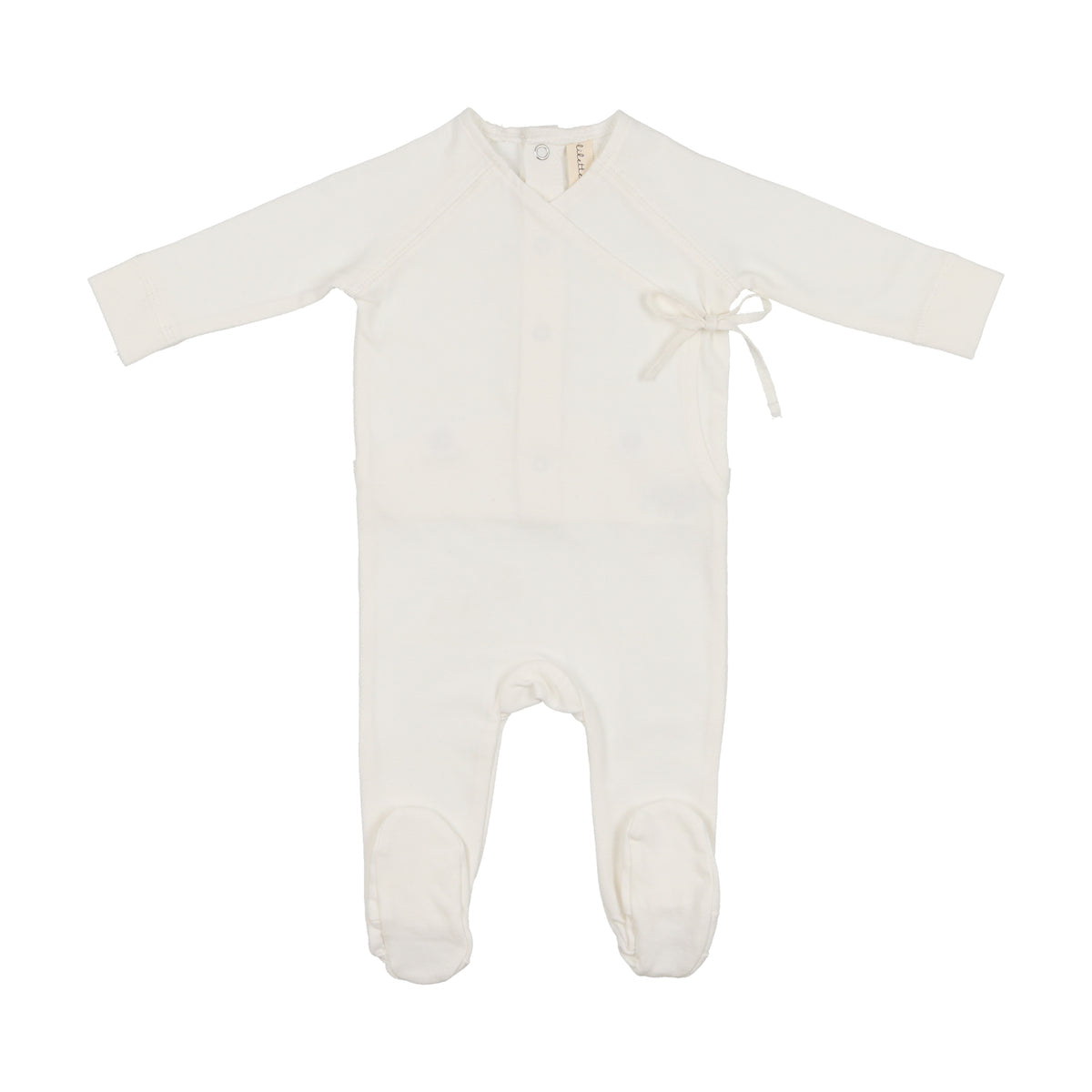 White Brushed Cotton Wrapover Footie