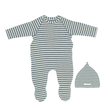 Grey Striped Footie and Bonnet