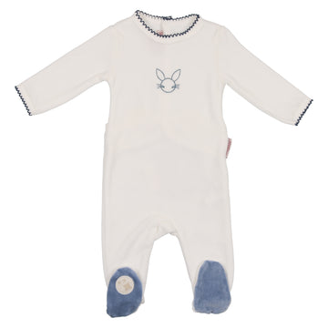 Ivory Blue Bunny Footie