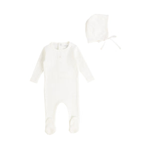 White Dainty Pointelle Footie and Bonnet