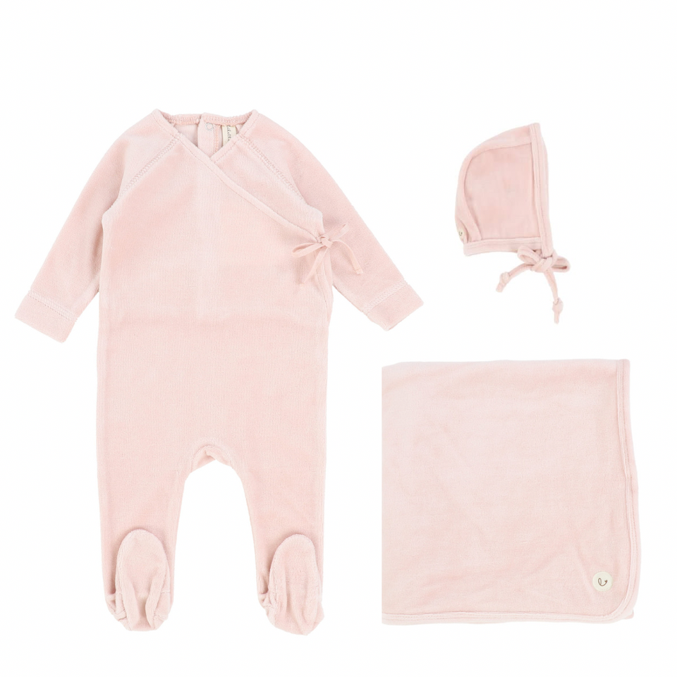 Light Pink Velour Wrap Layette Set