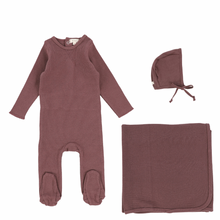Muted Plum Classic Ribbed Layette Set