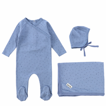 Blue Print Wrap Layette Set