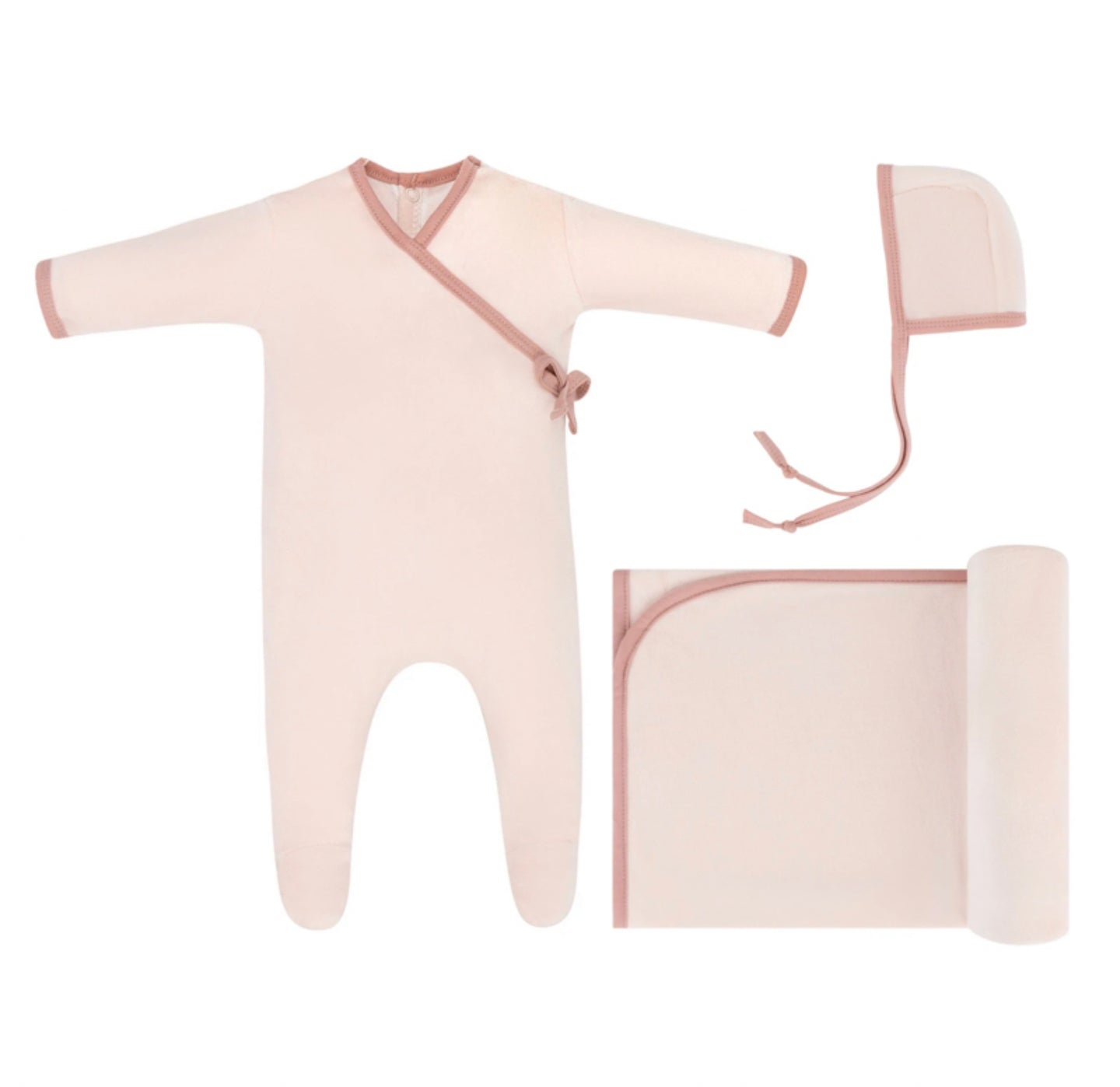 Pink Trim Layette Set