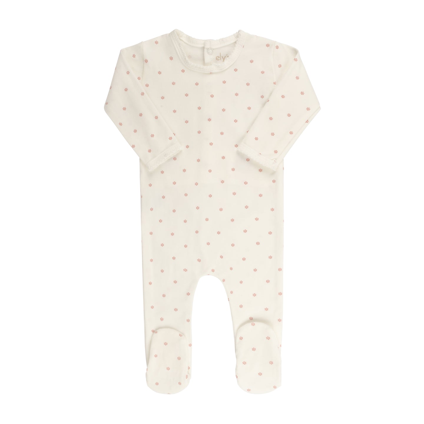 Pink/Ivory Floral Pin Dot Footie