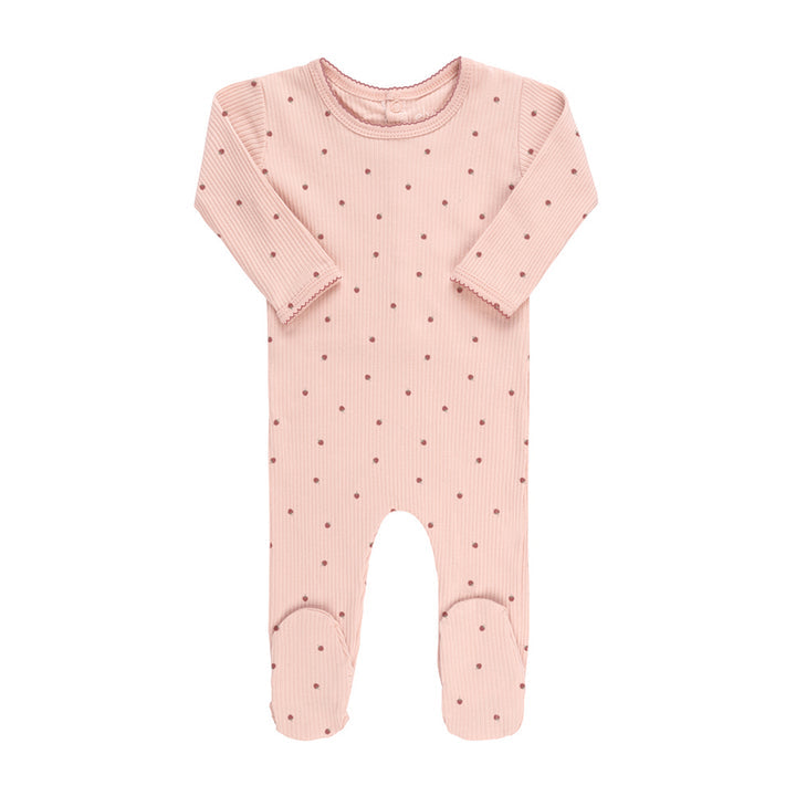Pink Ribbed Strawberry Footie