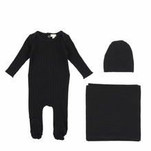Black Double Ribbed Layette Set