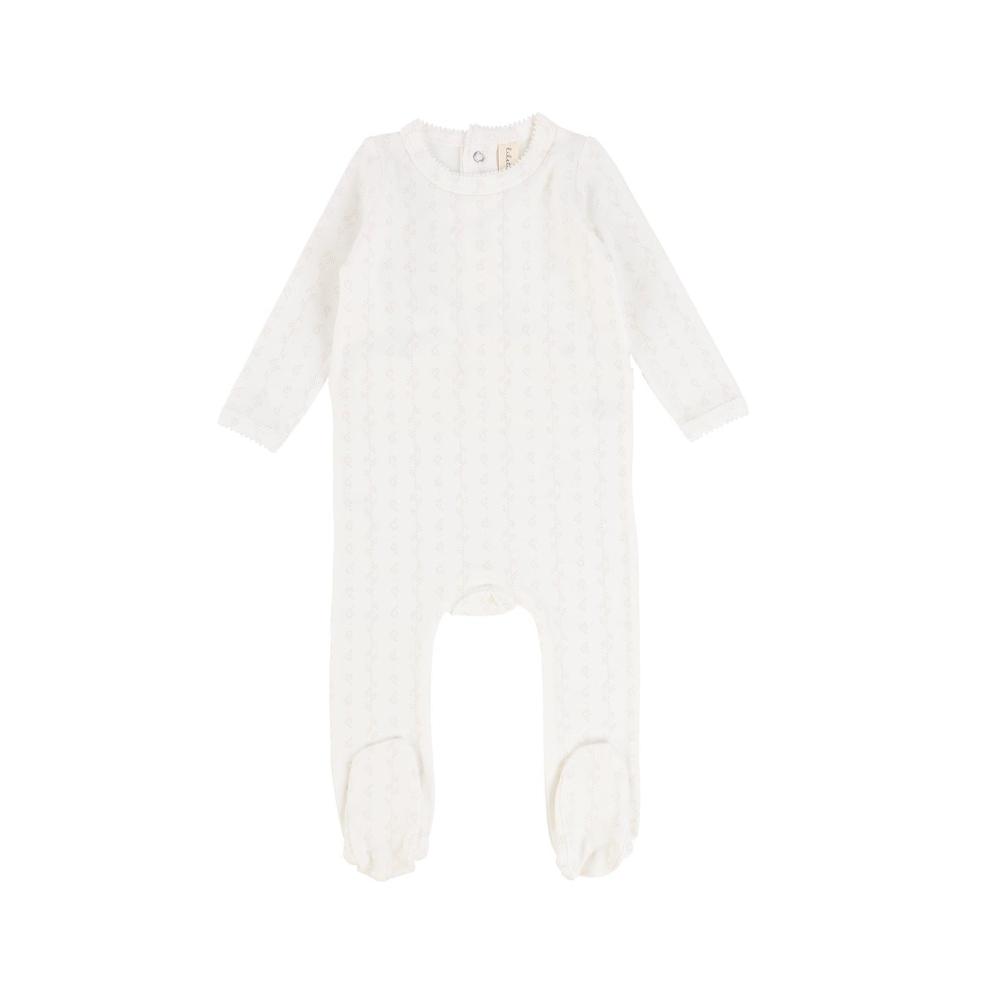 White Heart Pointelle Print Footie