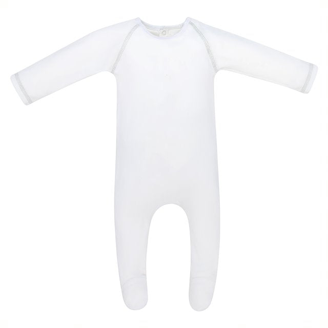 Ivory Grey Stitching Velour Footie