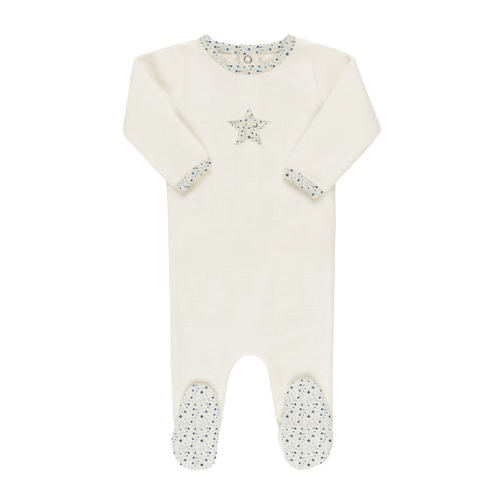 Ivory Velour Star Footie