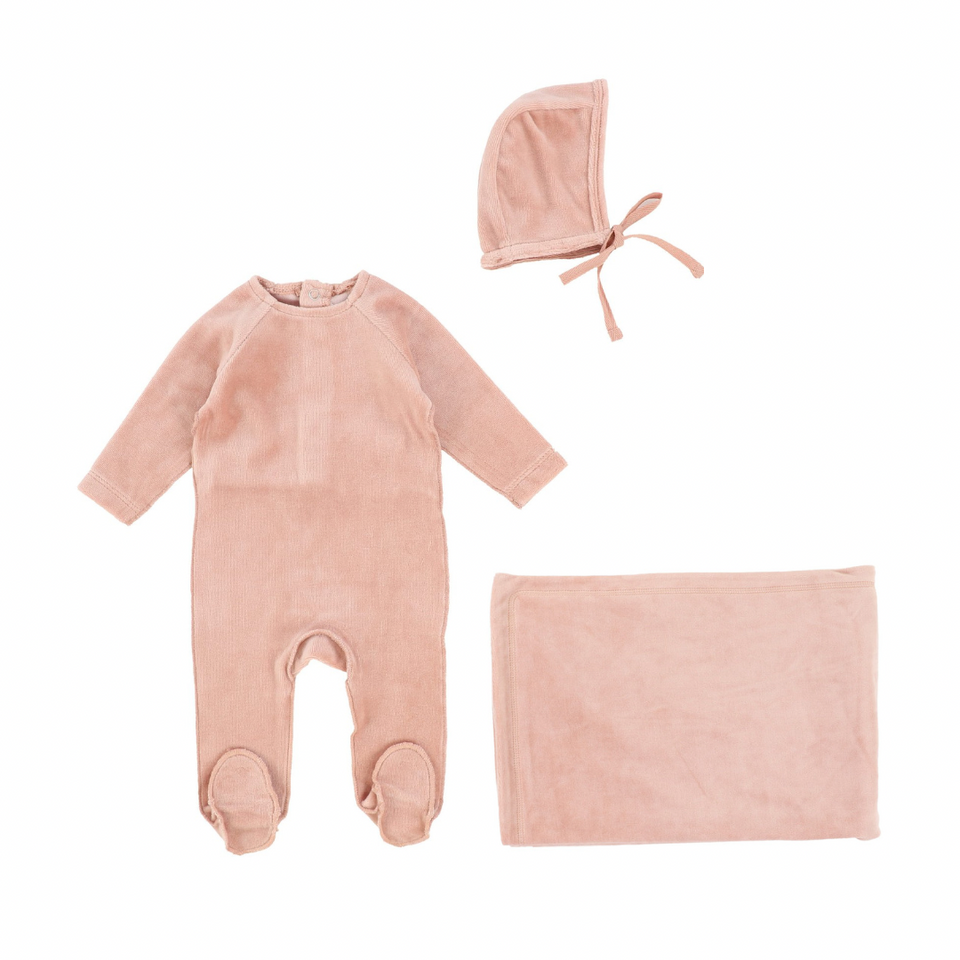 Pink Sand Velour Layette Set