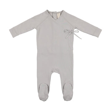 Pale Blue Brushed Cotton Wrapover Footie