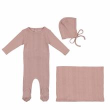 Pink Cable Weave Layette Set