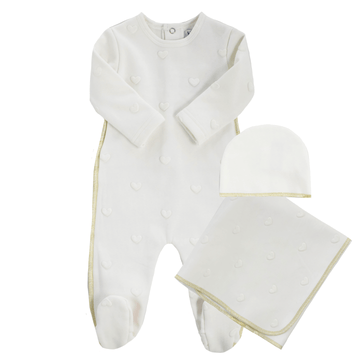 White Heart Embossed Layette Set