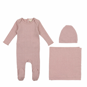 Heather Lilac Double Ribbed Layette Set