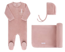 Pink Velour Bunny Pocket Layette Set