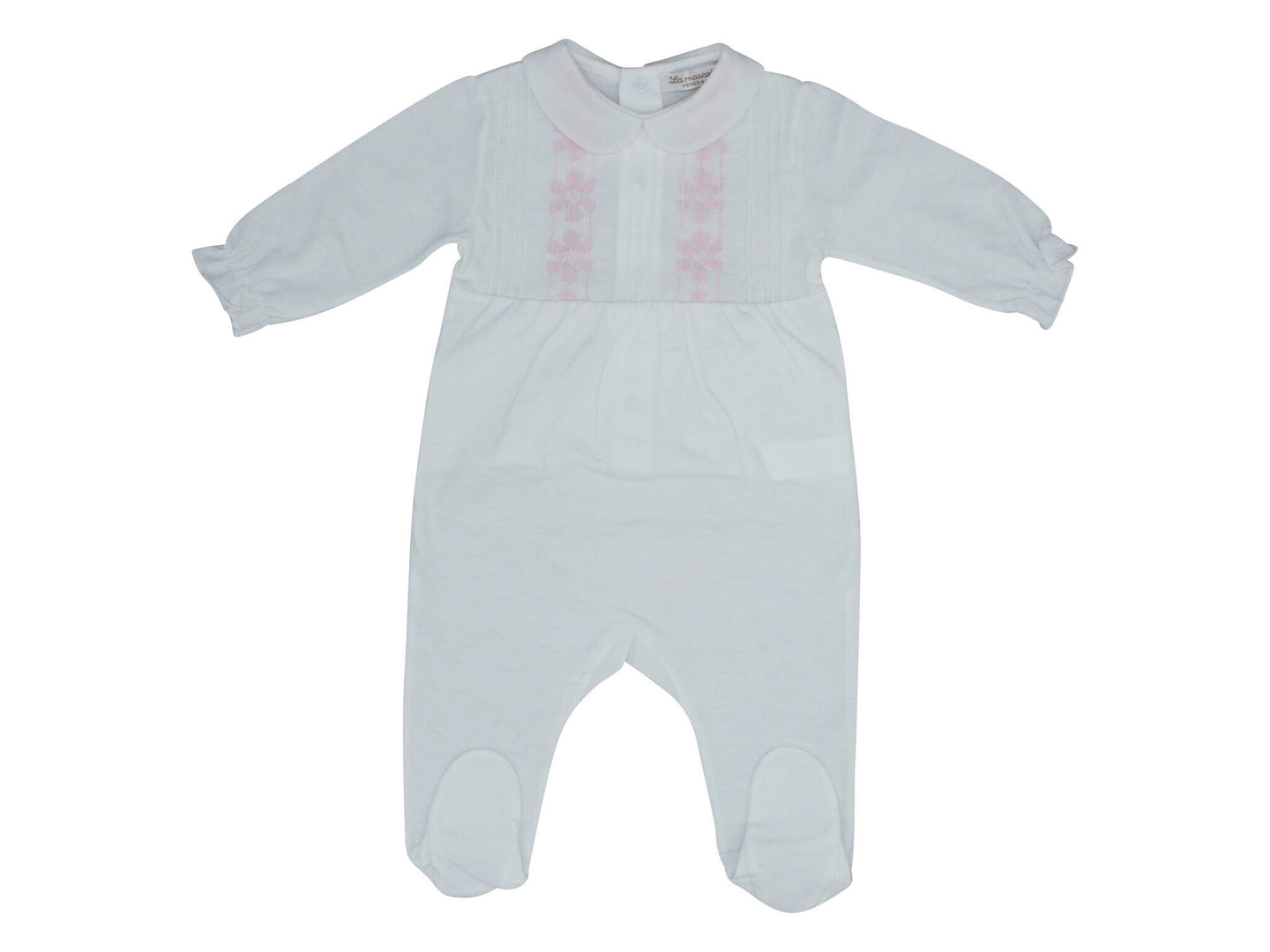 Pink Embroidered Footie